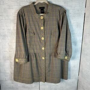 Lane Bryant plaid round collar 3/4 sleeve peplum houndstooth Y2K plus size